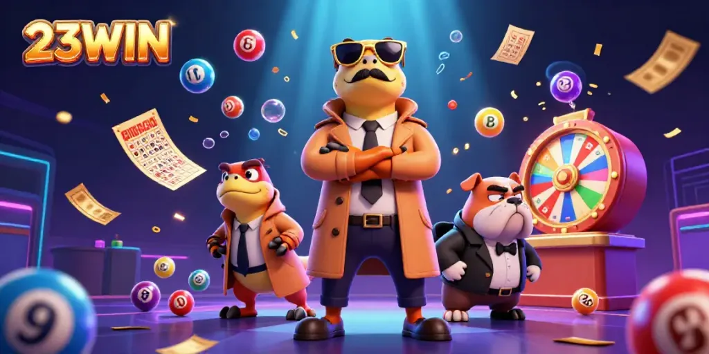 Watch the playful raptors disguise themselves as a tall gambler in the dazzling casino scene at 23WIN.