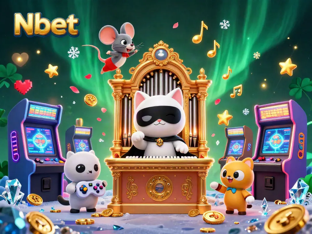 Nbet engages players with vibrant colors and fun casino-themed elements in a 3D illustration.