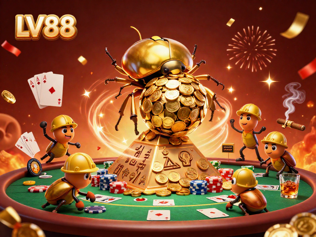 Engage in thrilling games at LV88 with abundant winnings surrounded by vibrant casino elements.