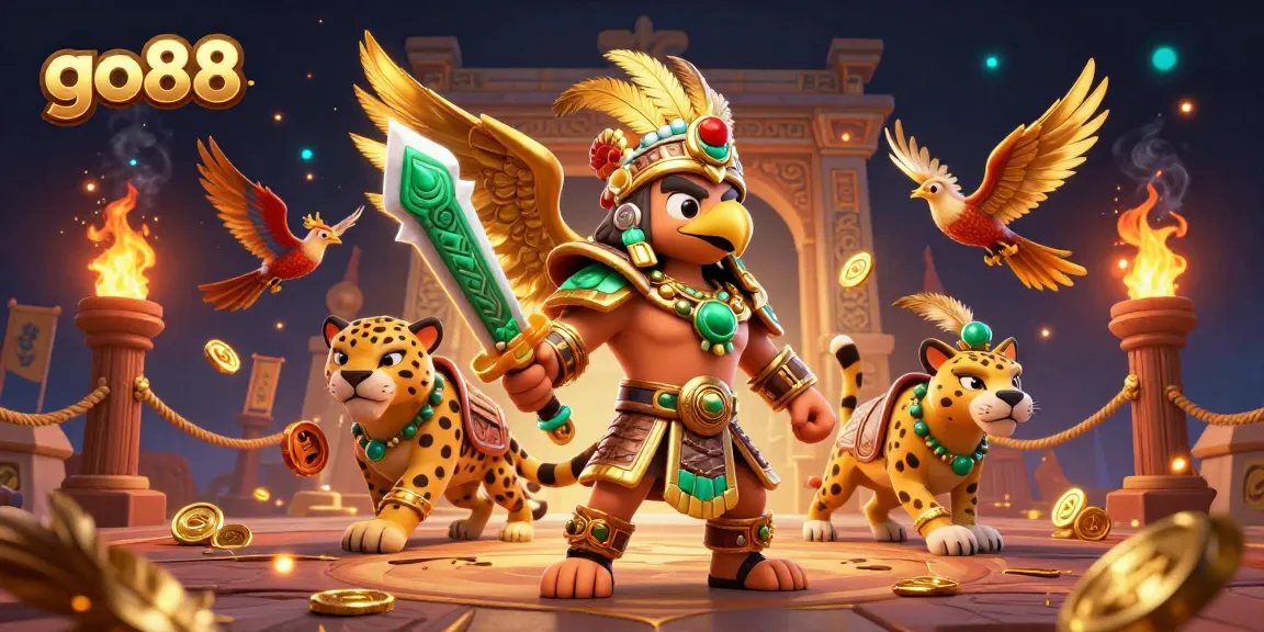 Experience thrilling gameplay with go88 in a vibrant casino scene featuring Aztec warriors and gold elements.