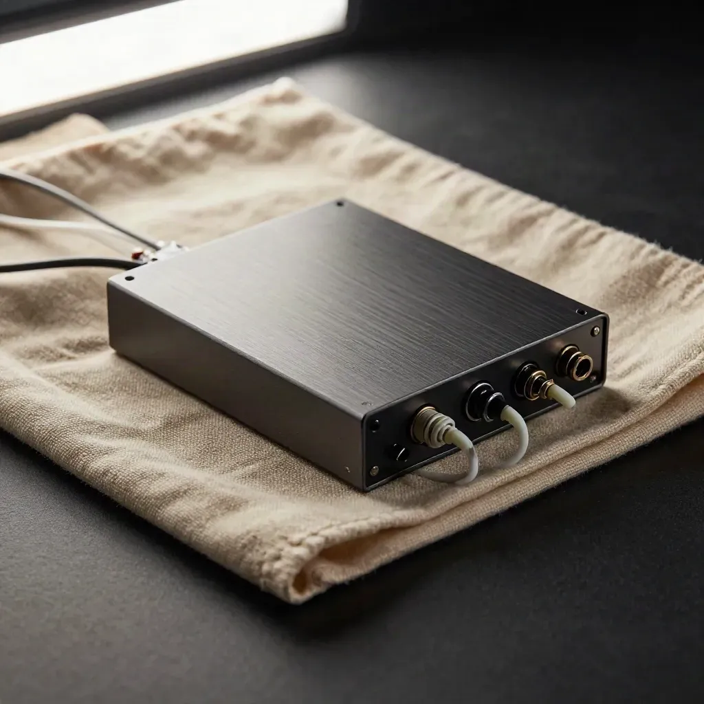 Top-down hero of dark connector blocks and pale cable loops half-buried in soft fabric.
