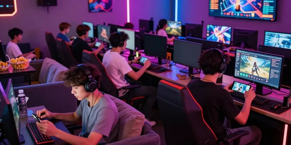 Exciting online gaming scene showcasing diverse players immersed in Nbet gaming.