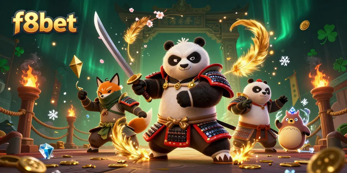Experience the thrilling energy of f8bet with samurai and ninja characters in a dynamic online casino setting.