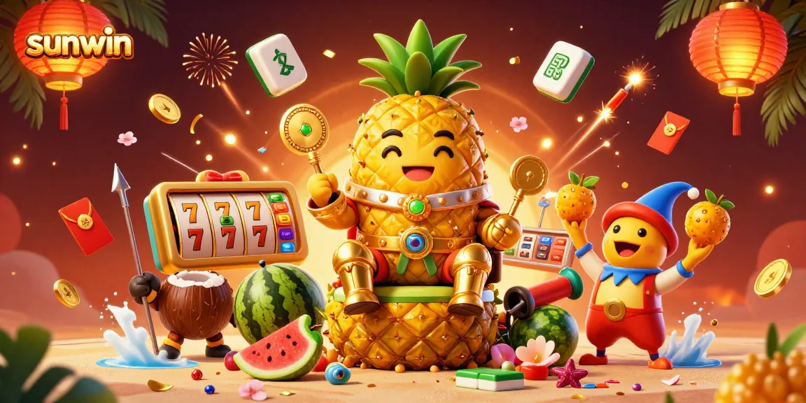 Engage with sunwin’s dynamic casino experience featuring a pineapple king and vibrant gaming elements.