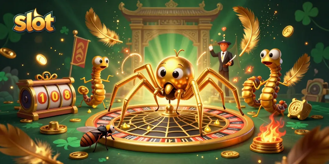 Engage with thrilling slot action featuring a vibrant scene of a spider and a croupier!