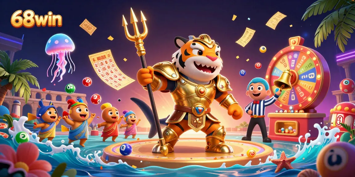 Experience exhilarating gambling with 68win while a tiger shark in gladiator armor presides over an underwater colosseum