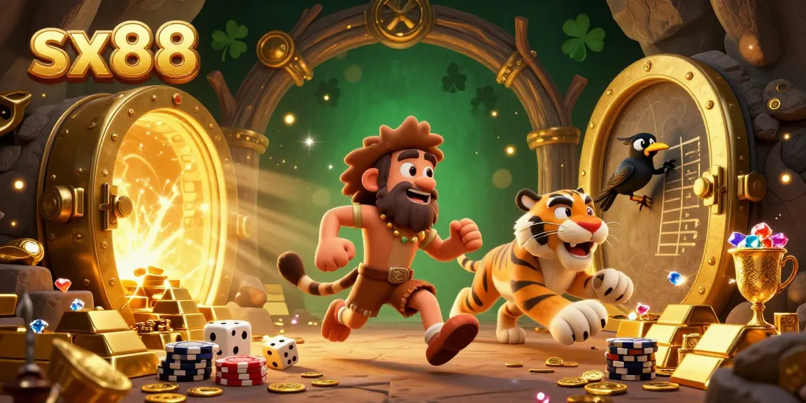 Sx88 brings exhilarating prehistoric gaming with cavemen and treasure, bursting with excitement and golden rewards.