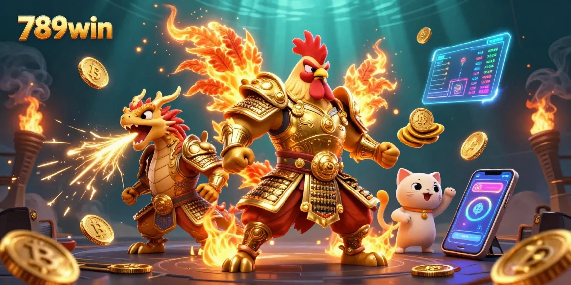 Bet on exciting 789win games with powerful characters and crypto elements engaging in a vibrant action scene.