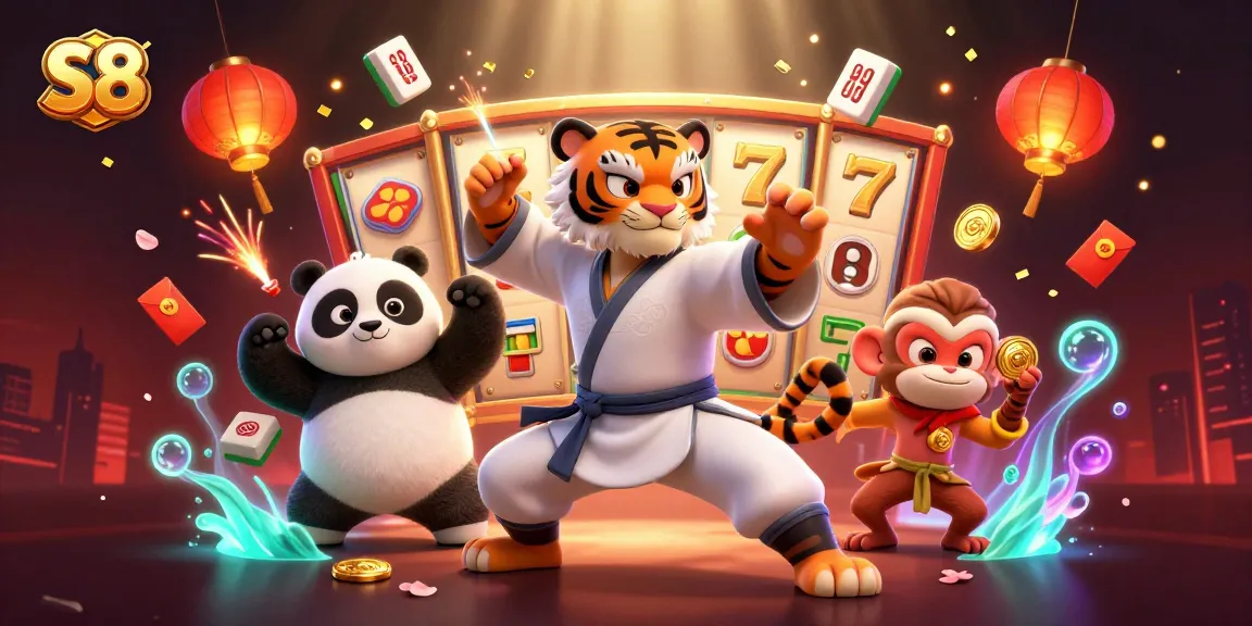 S8 players spin slot reels to win exciting prizes under the glow of festive decorations.