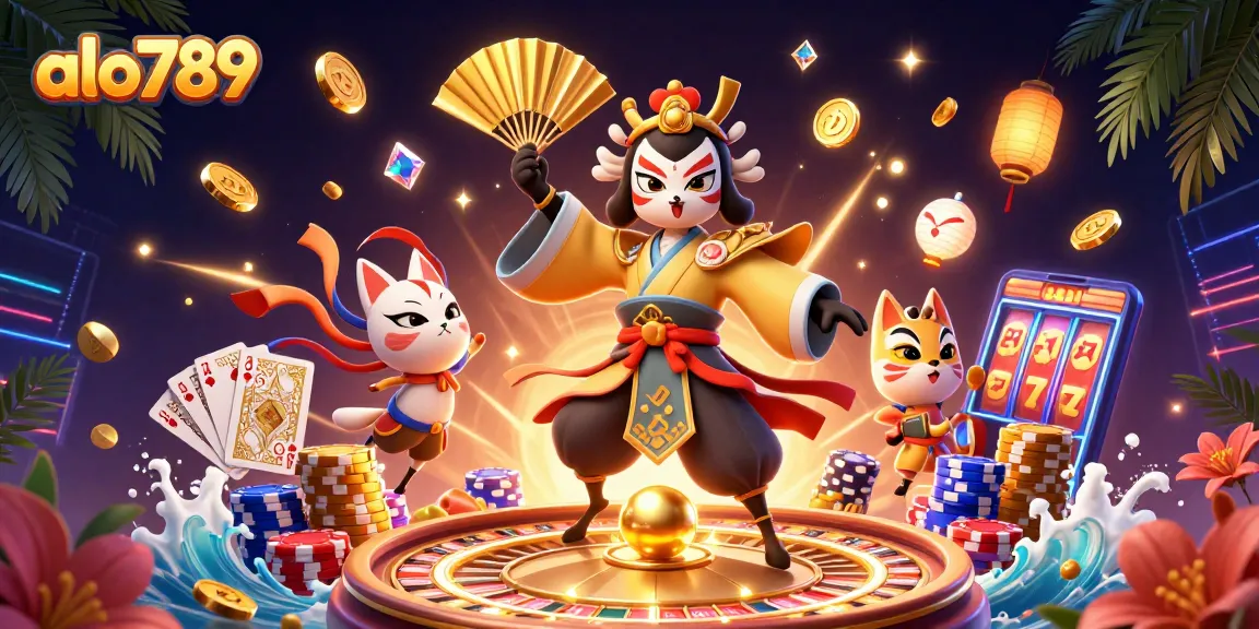 Experience thrilling gaming at alo789 with kabuki warriors and vibrant casino elements.