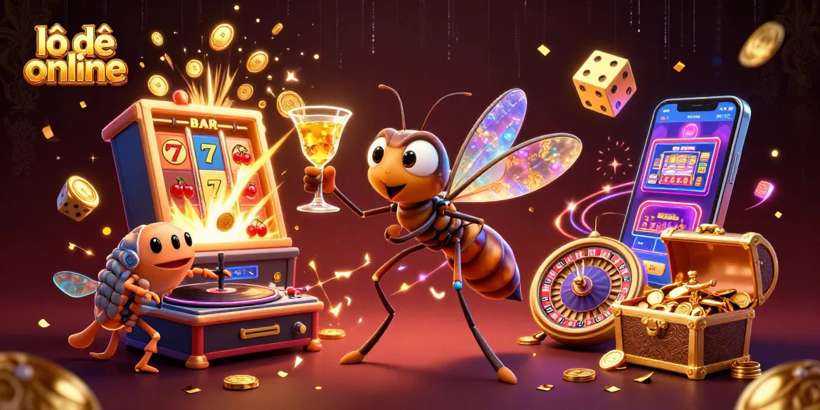 Experience the excitement of lô đề online with this vibrant 3D casino scene showcasing a lively amber mosquito mascot and dynamic gaming elements.