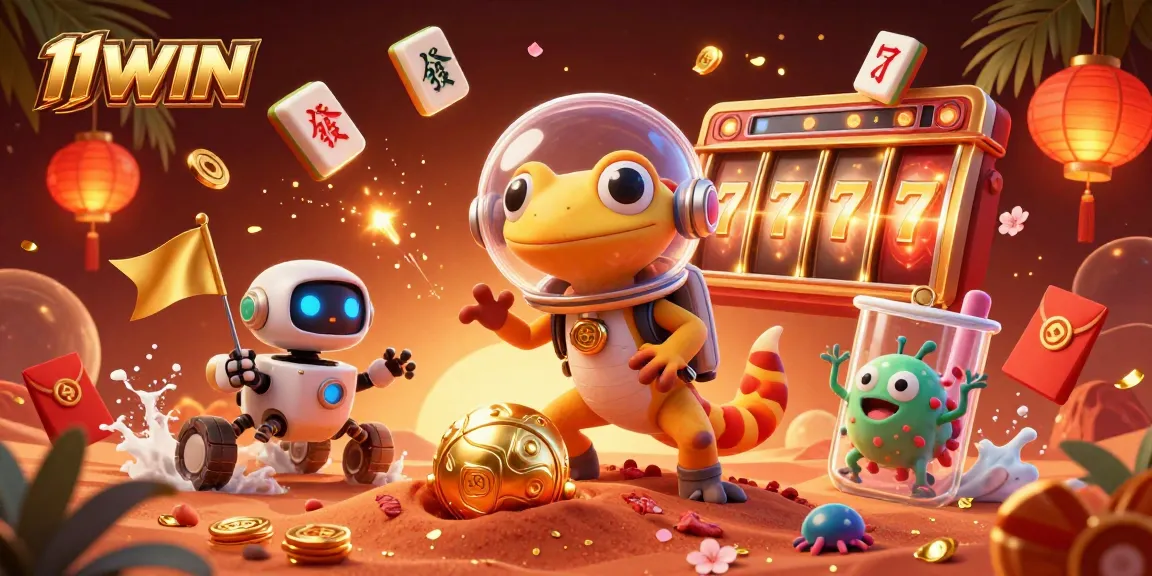 11WIN viewers revel in a 3D casino adventure with lucky slot reels and vibrant fireworks.