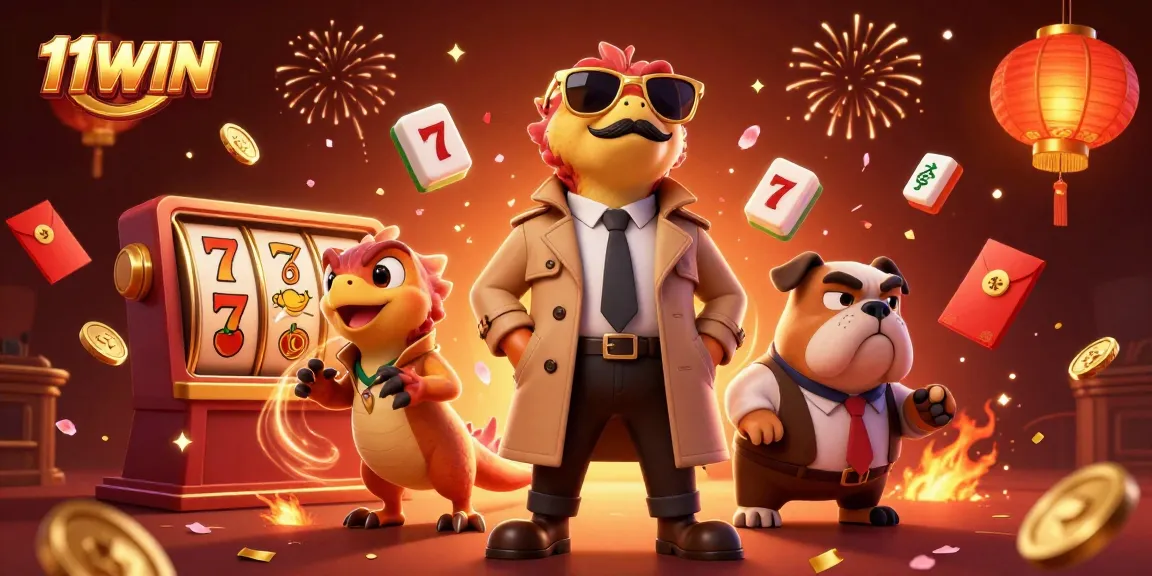 Experience the excitement of winning at 11WIN's vibrant casino, featuring dynamic characters and playful elements.